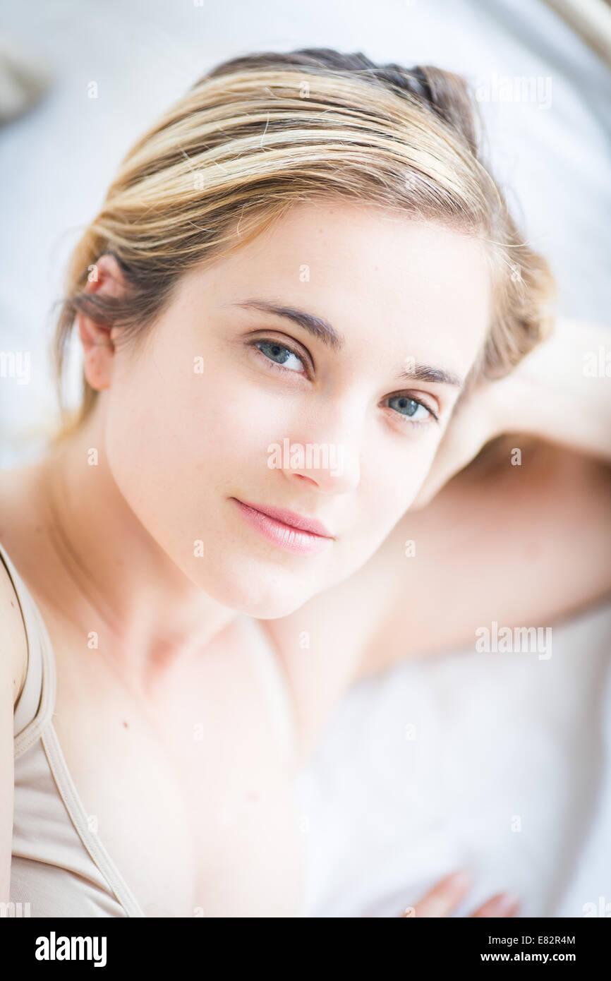 Woman lying down. Stock Photo