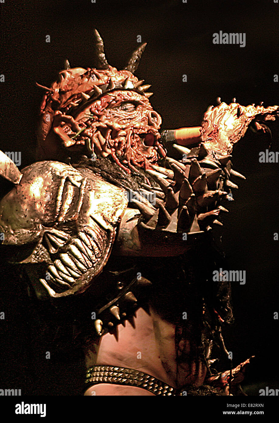 Rock Band Gwar Frontman Oderus Urungus (Dave Brockie) Has Died. File Photo  Gwar Performing at Liverpol, image size:918x1390