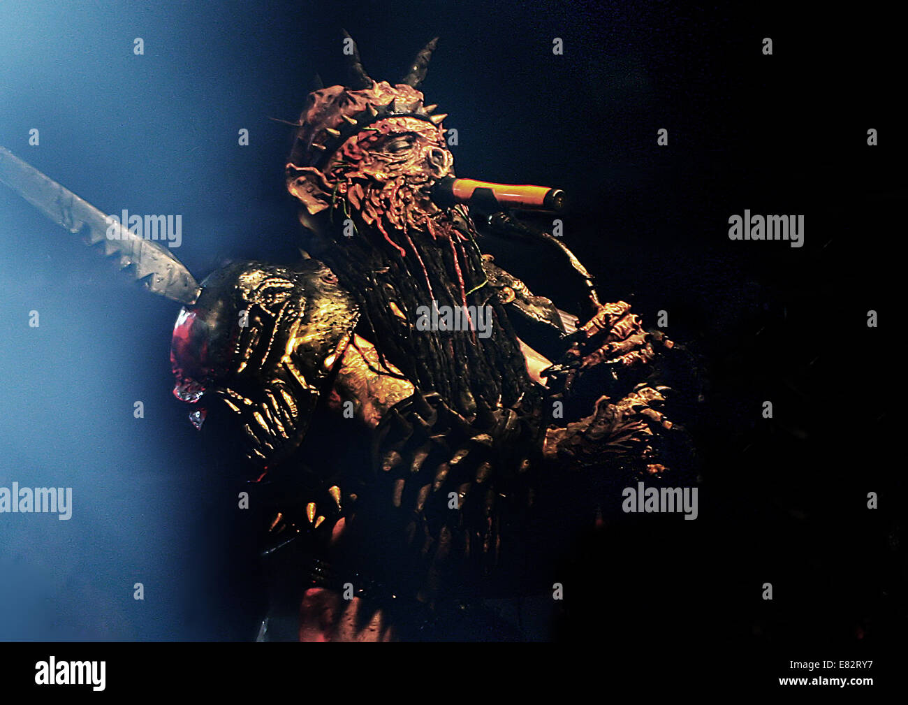 Rock Band Gwar Frontman Oderus Urungus (Dave Brockie) Has Died. File Photo  Gwar Performing at Liverpol, image size:1300x1009