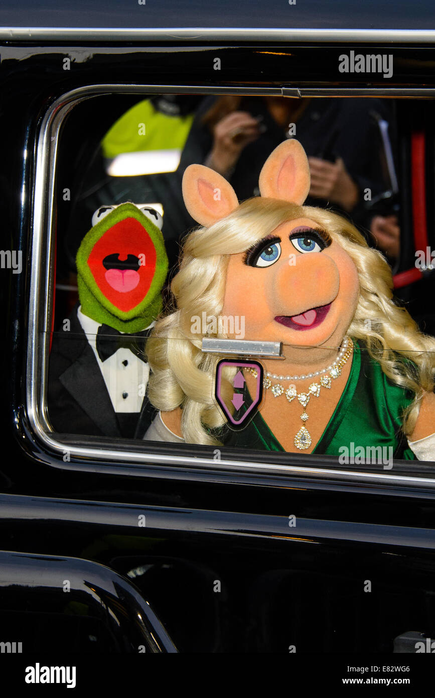 'Muppets Most Wanted' Screening at the Curzon Mayfair - Arrivals  Featuring: Constantine,Kermit the Frog,Miss Piggy Where: London, United Kingdom When: 24 Mar 2014 Stock Photo