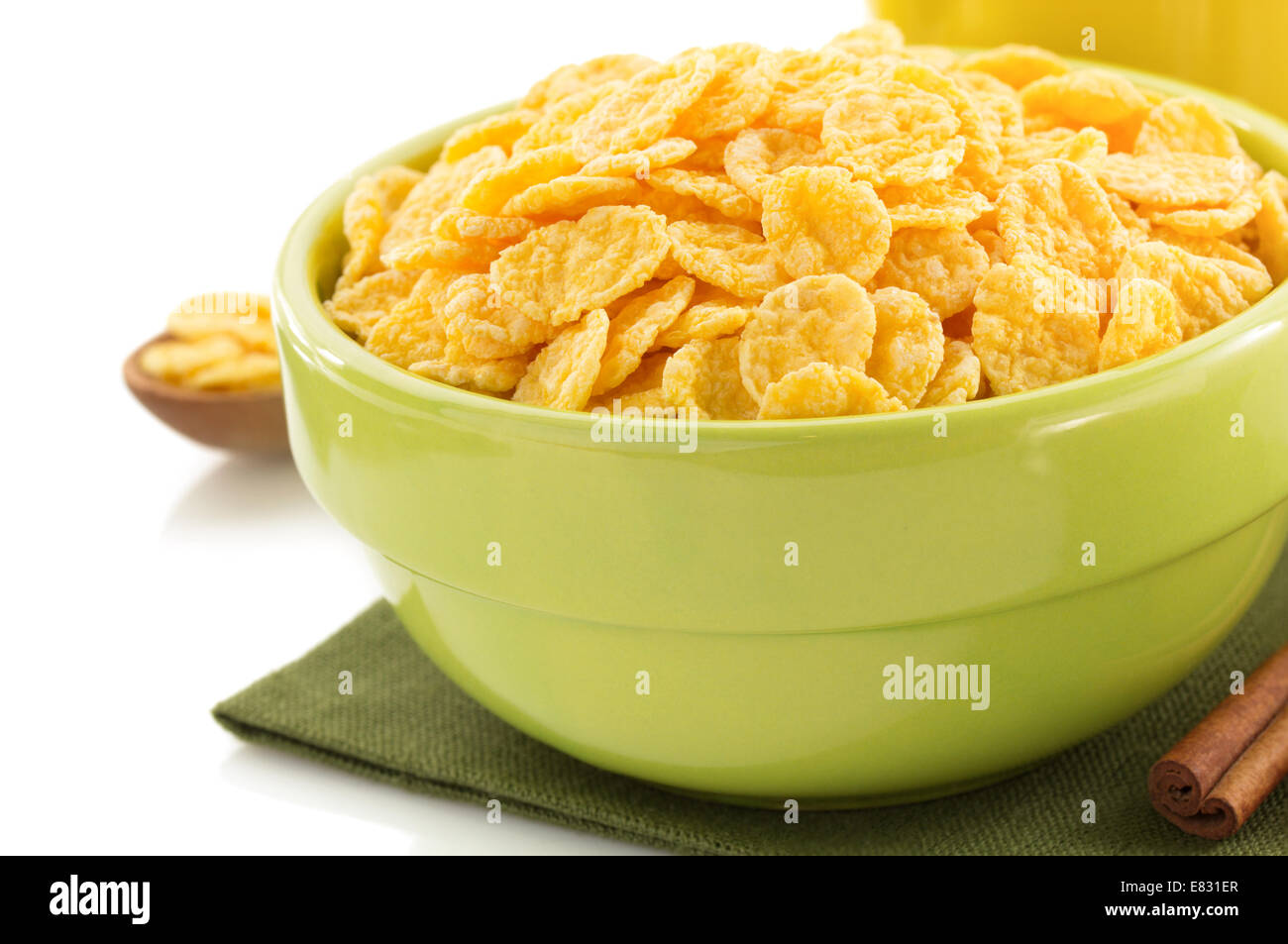 corn flakes in bowl isolated on white background Stock Photo Alamy