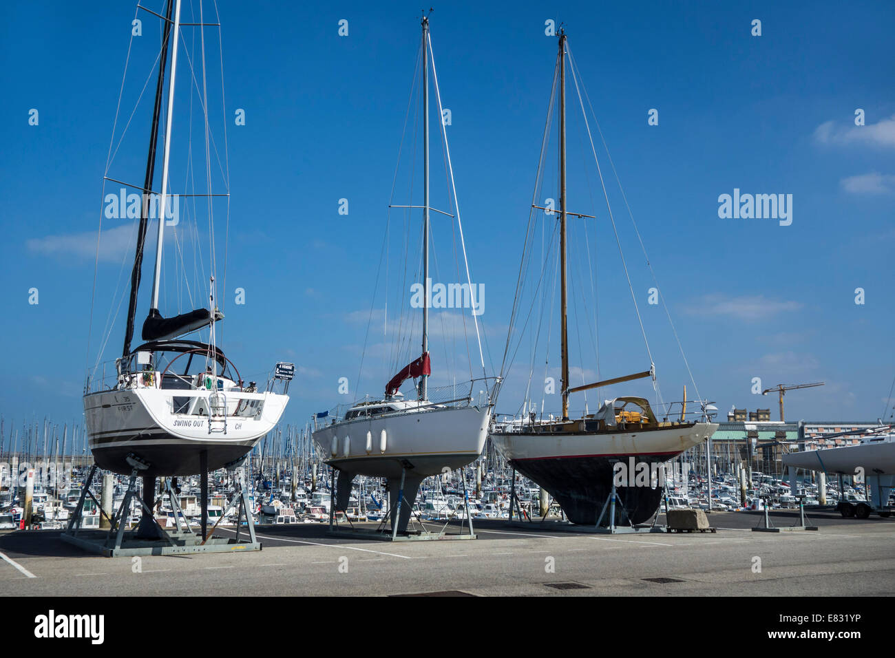 Sailing boats in marina of the Port Chantereyne at Cherbourg, Lower