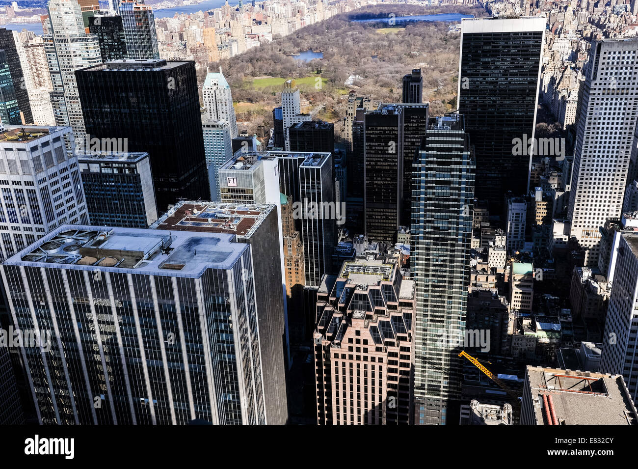 US, New York City. View from Top of the Rock Observation Deck, 30 Rockefeller Plaza.  Central Park. Stock Photo