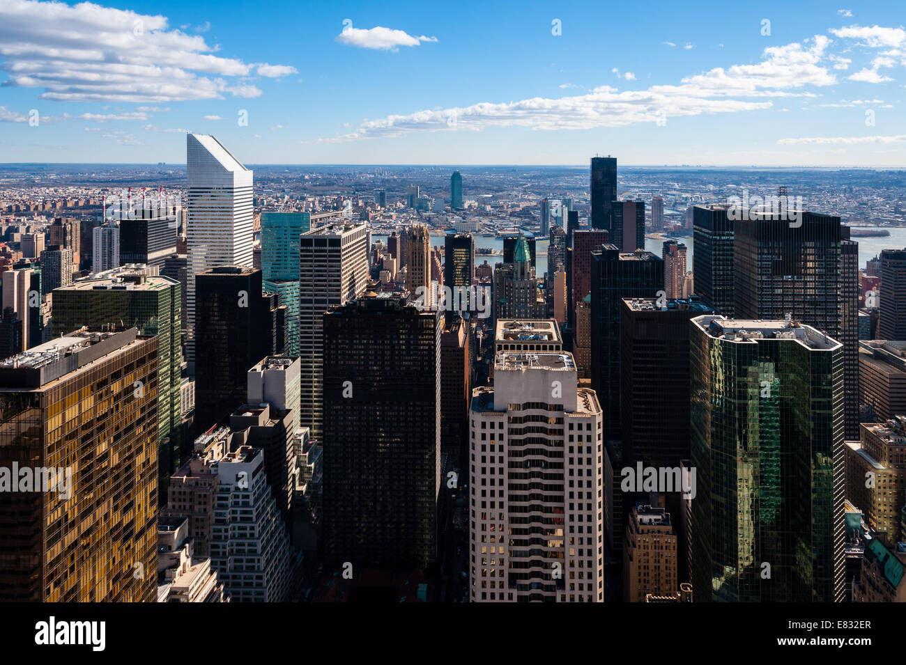US, New York City. View from Top of the Rock Observation Deck, 30 Rockefeller Plaza. Stock Photo