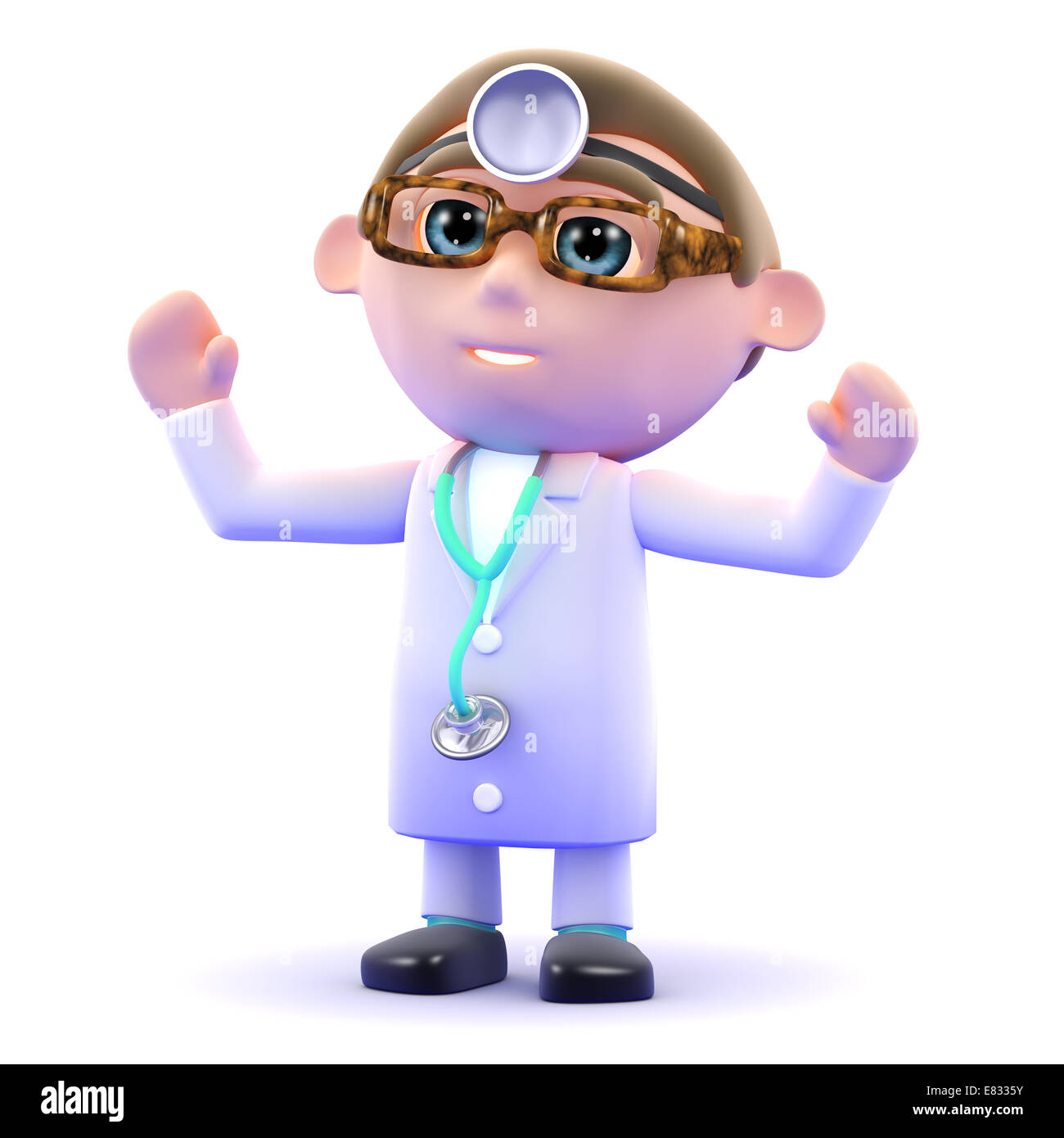 3d render of a doctor with hhis arms in the air Stock Photo