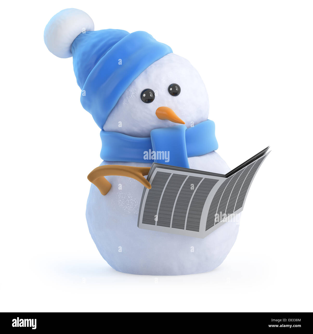 3d render of a snowman reading a newspaper Stock Photo - Alamy