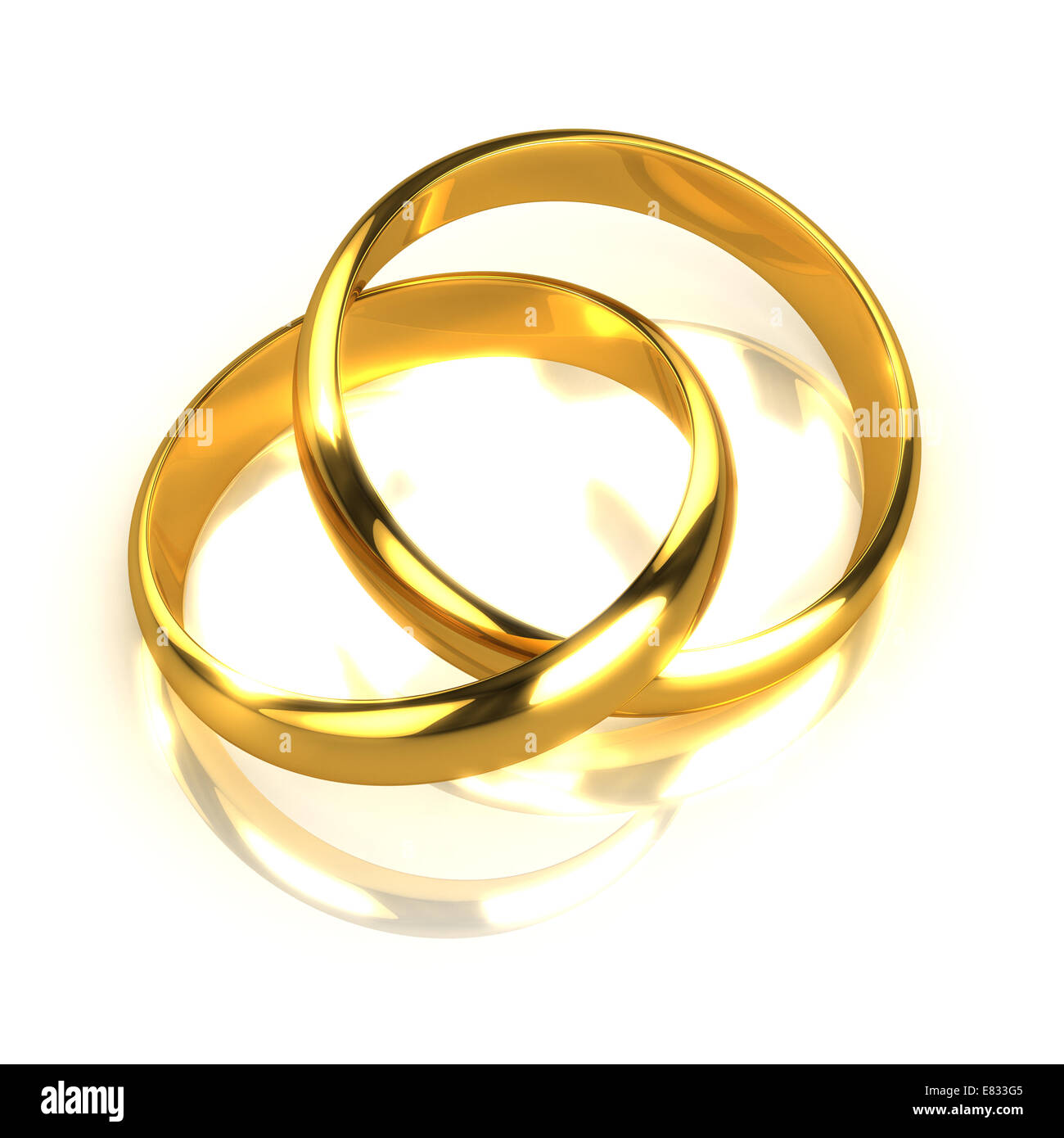 3d render of two gold rings joined together Stock Photo Alamy