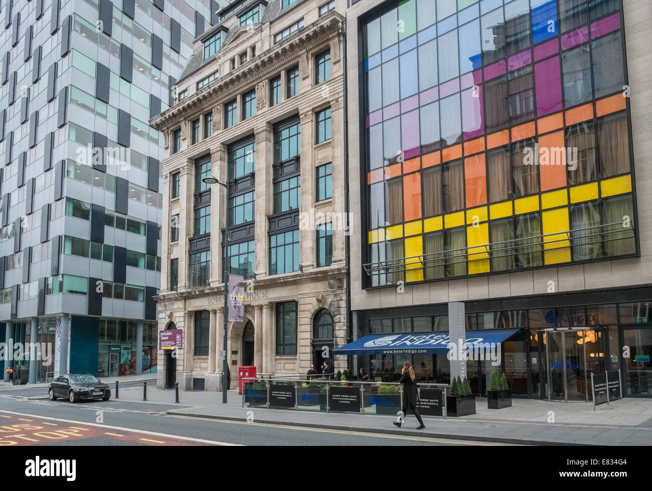 Examples of modern and traditional architecture, Chapel Street, Liverpool, Merseyside, England UK Stock Photo