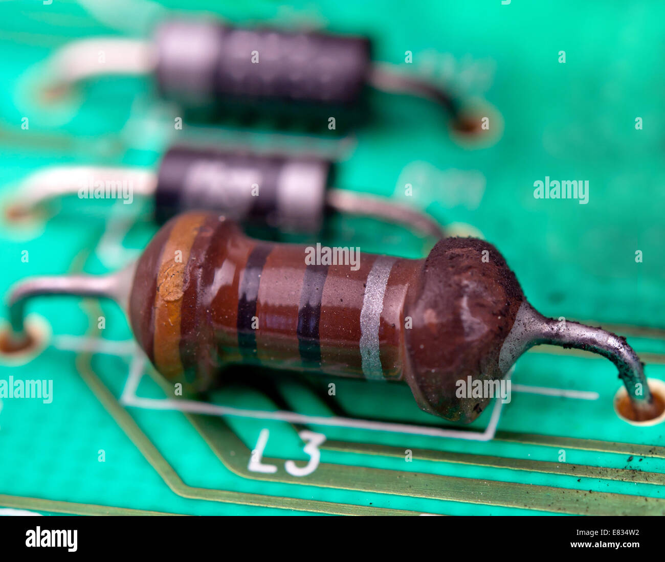 resistors and capacitors on the motherboard Stock Photo Alamy