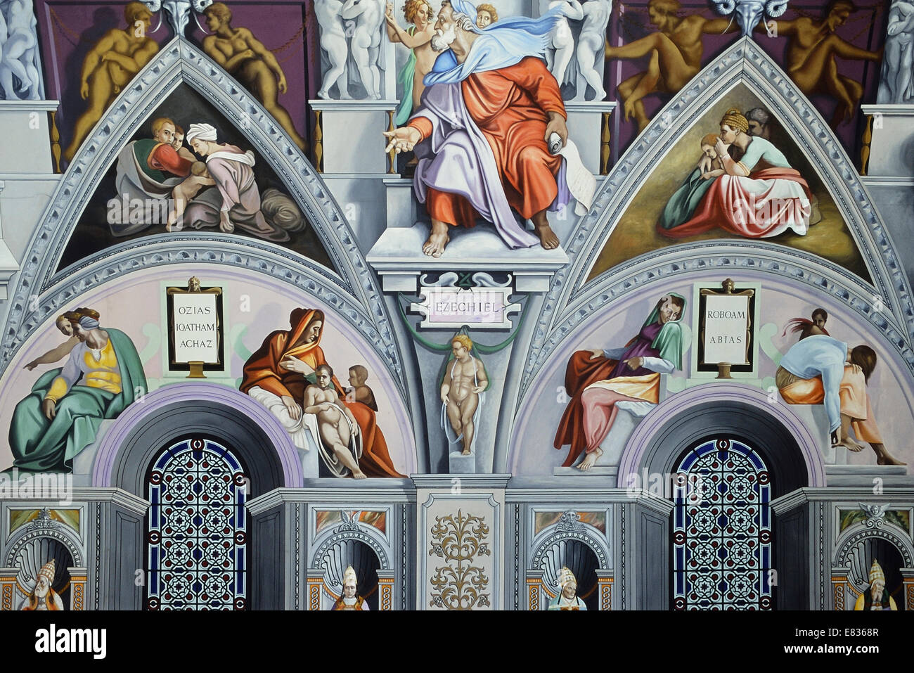 Reproduction of the 'Sistine Chapel' ceiling in the Church of the English Martyrs. Goring near Worthing West Sussex. England. UK Stock Photo