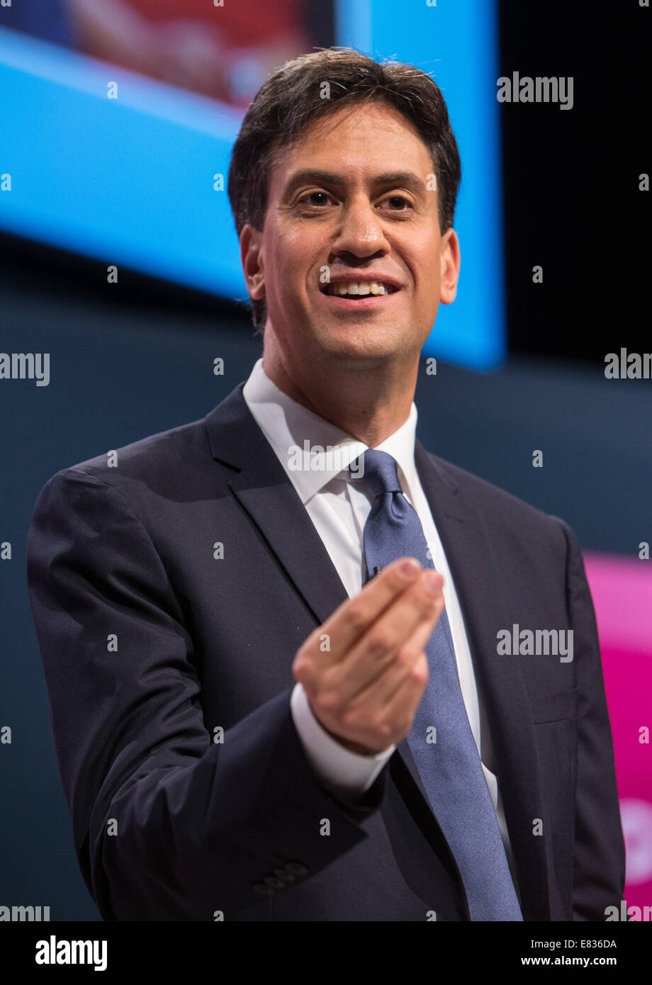 Ed Miliband,Leader of the Labour party, addresses the Labour party conference Stock Photo