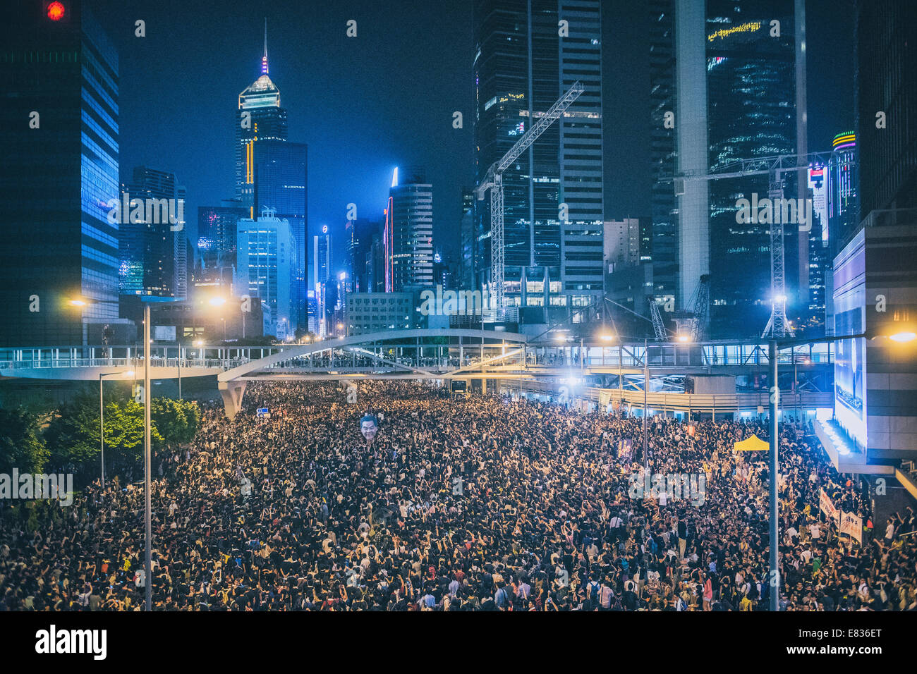 Hong Kong, 29 September 2014 - people are occupying in Admiralty, Causeway Bay and Central of Hong Kong for a protest. Stock Photo
