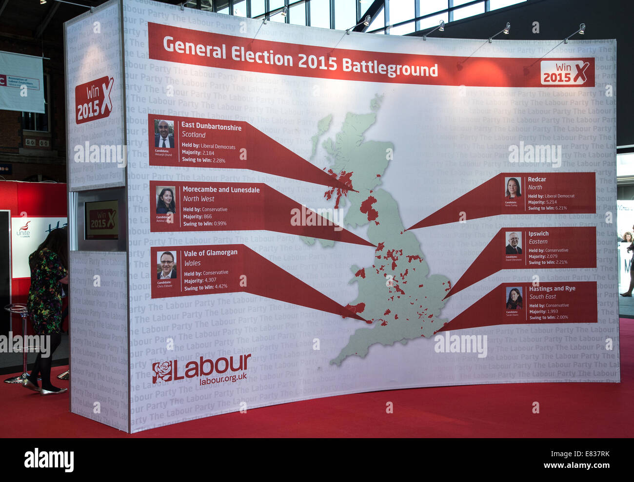 Labour party battleground strategy stand at the conference in Manchester Stock Photo