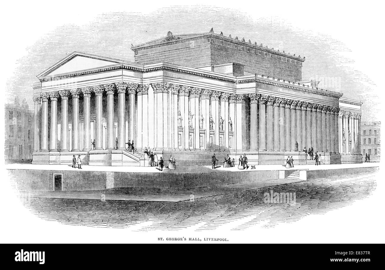 Saint George's Hall Liverpool circa 1844 Stock Photo