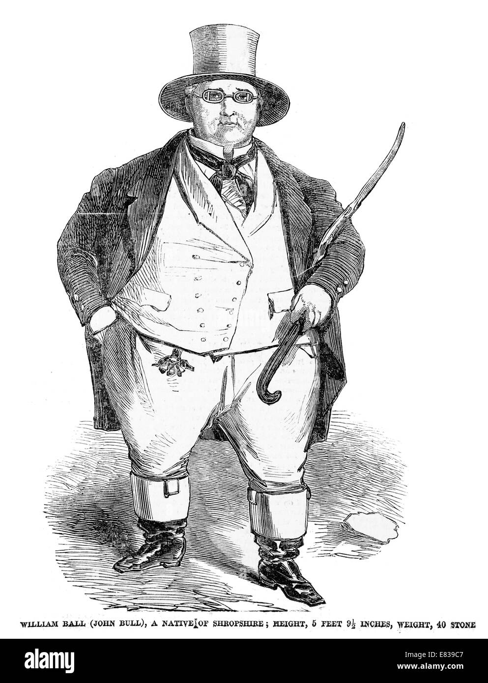 William Ball ( John Bull ) Native of Shropshire 40 stone man circa 1853 Stock Photo