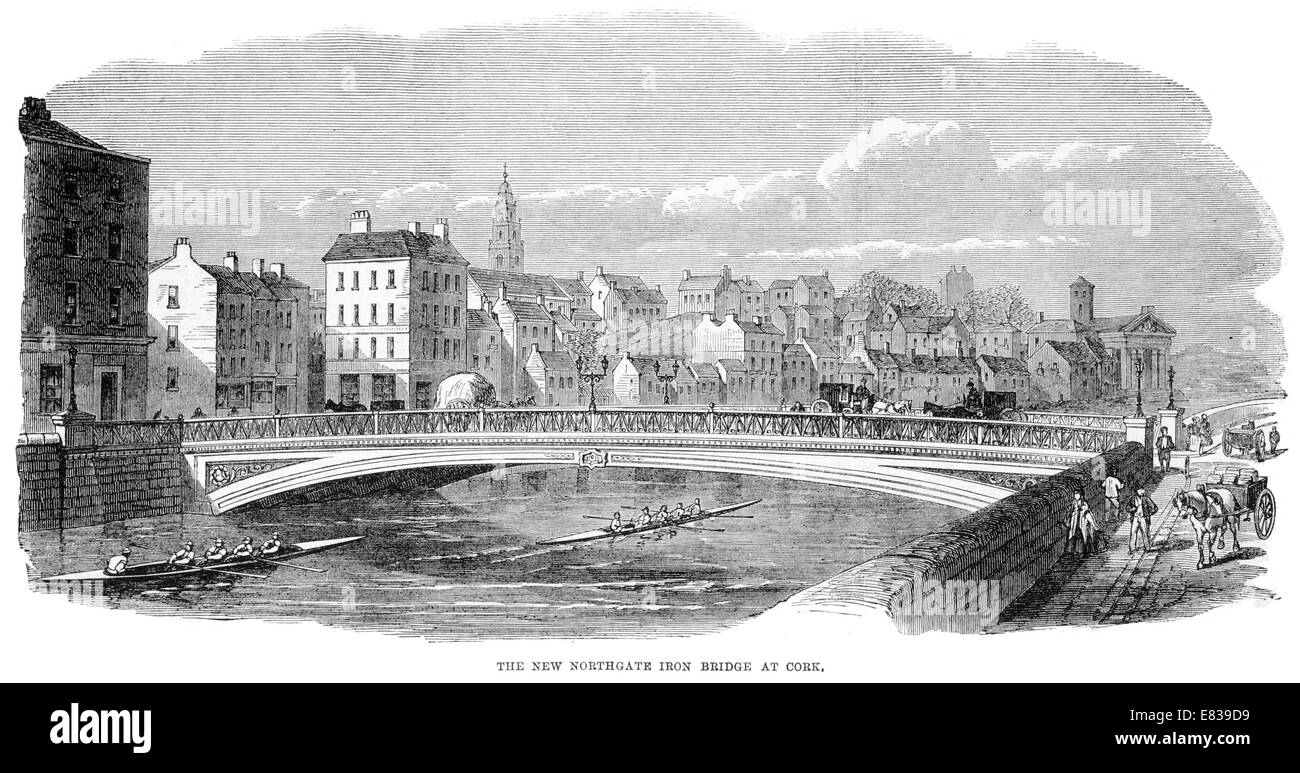Northgate Iron Bridge River Lee Cork Corcaigh Ireland 1864 Stock Photo