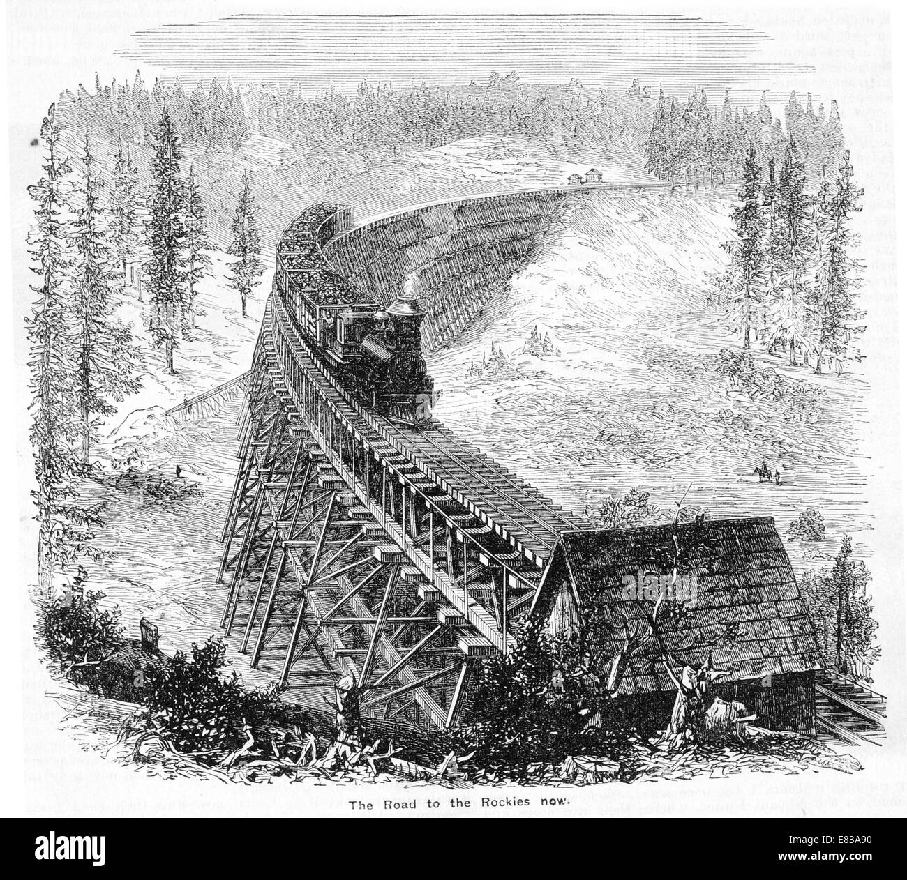 Railroad to the Rockies circa 1885 Stock Photo