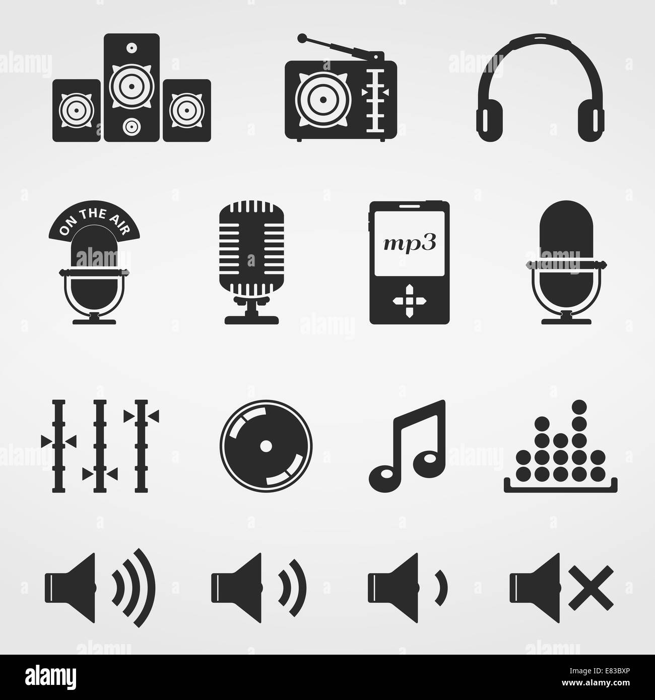 Sound and music icons set Stock Photo