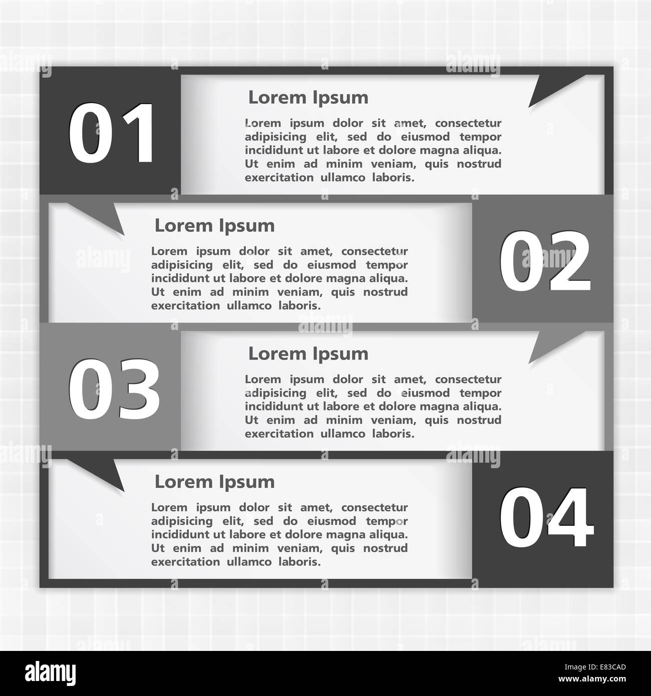 Design template with four elements, black & white style Stock Photo