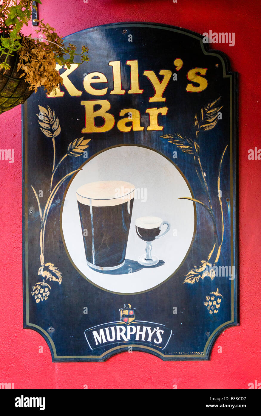 Sign for Kelly's Bar on Casement Square, Cobh, County Cork, Republic of Ireland Stock Photo