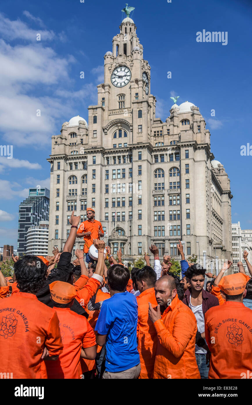 Liverpool Ganesh Festival at the Liverpool pierhead on the river Mersey. Stock Photo
