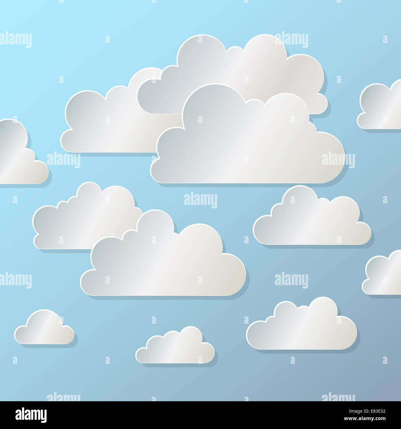 white paper cloud on blue background, eps10 Stock Photo - Alamy