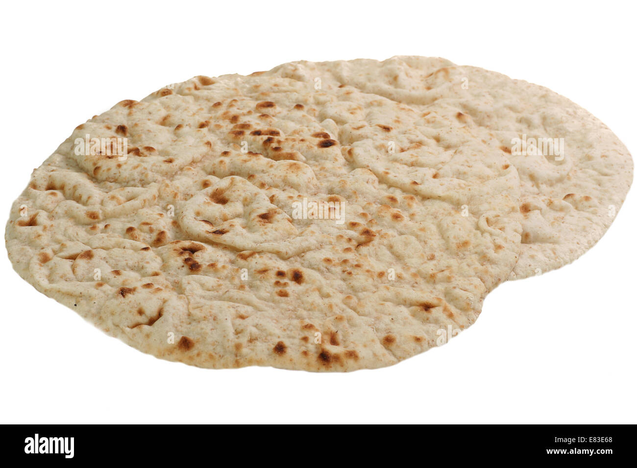 indian chapati flatbreads isolated on a white background Stock Photo