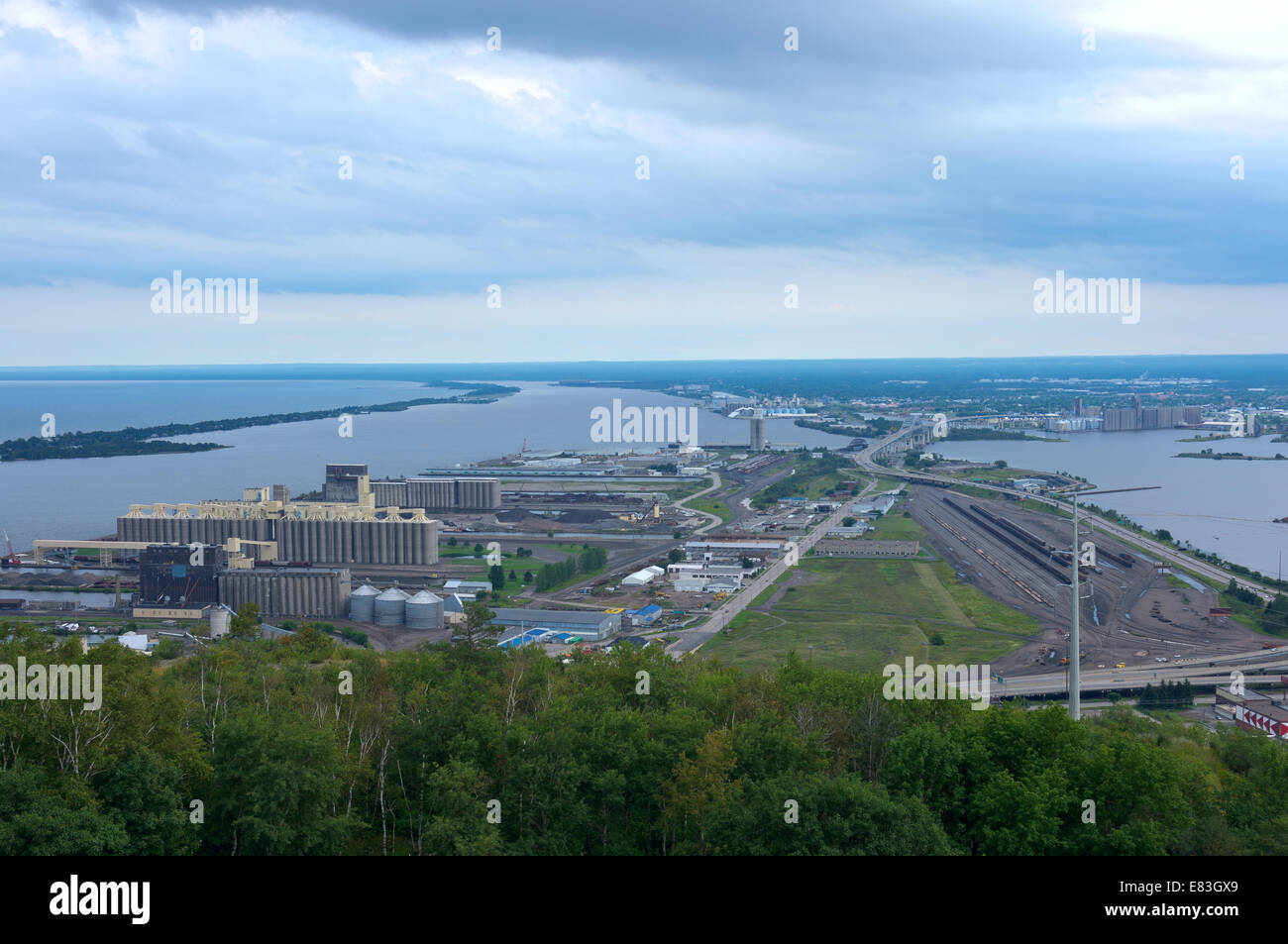Aerial view of twin ports in Duluth Superior area of Minnesota and Wisconsin Stock Photo Alamy