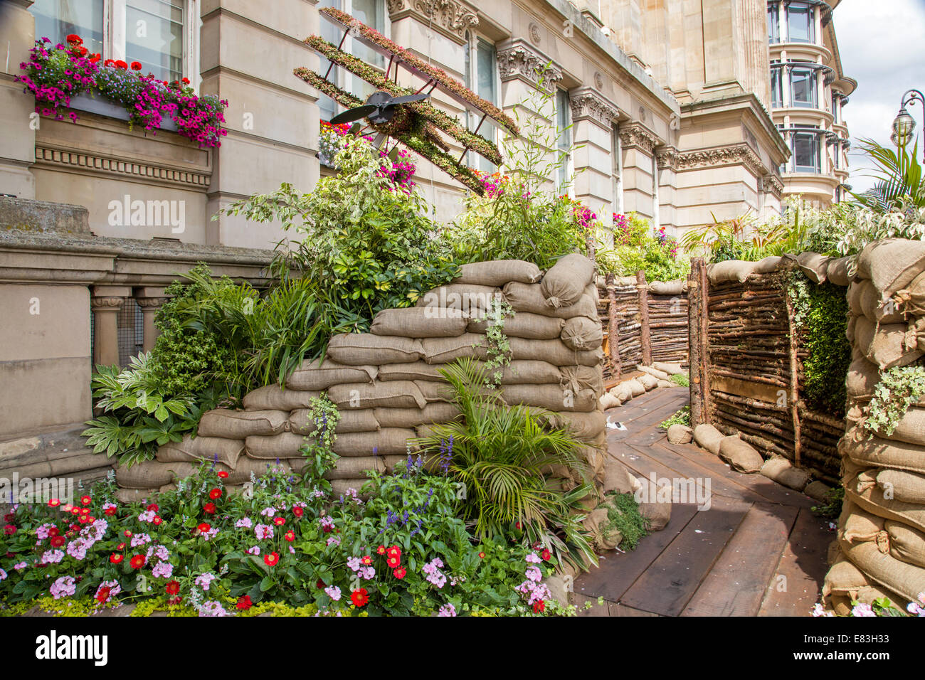 Recreation of a World War 1 trench in Birmingham 2014, remembering 100 years, England, UK Stock Photo