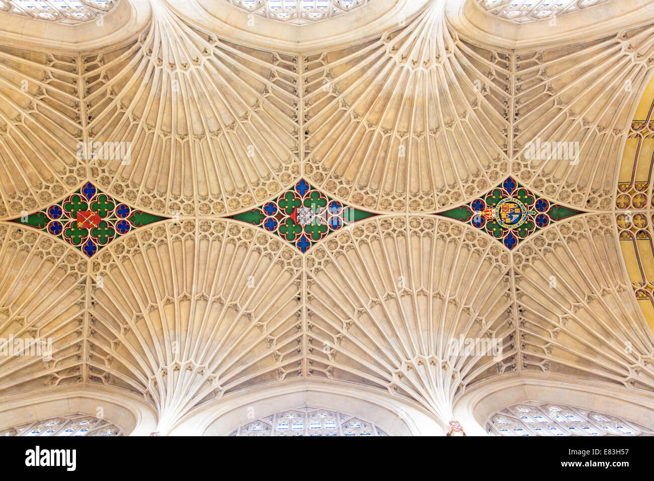 Fan vaulting over the nave at Bath Abbey, Bath, Wiltshire, England, UK Stock Photo
