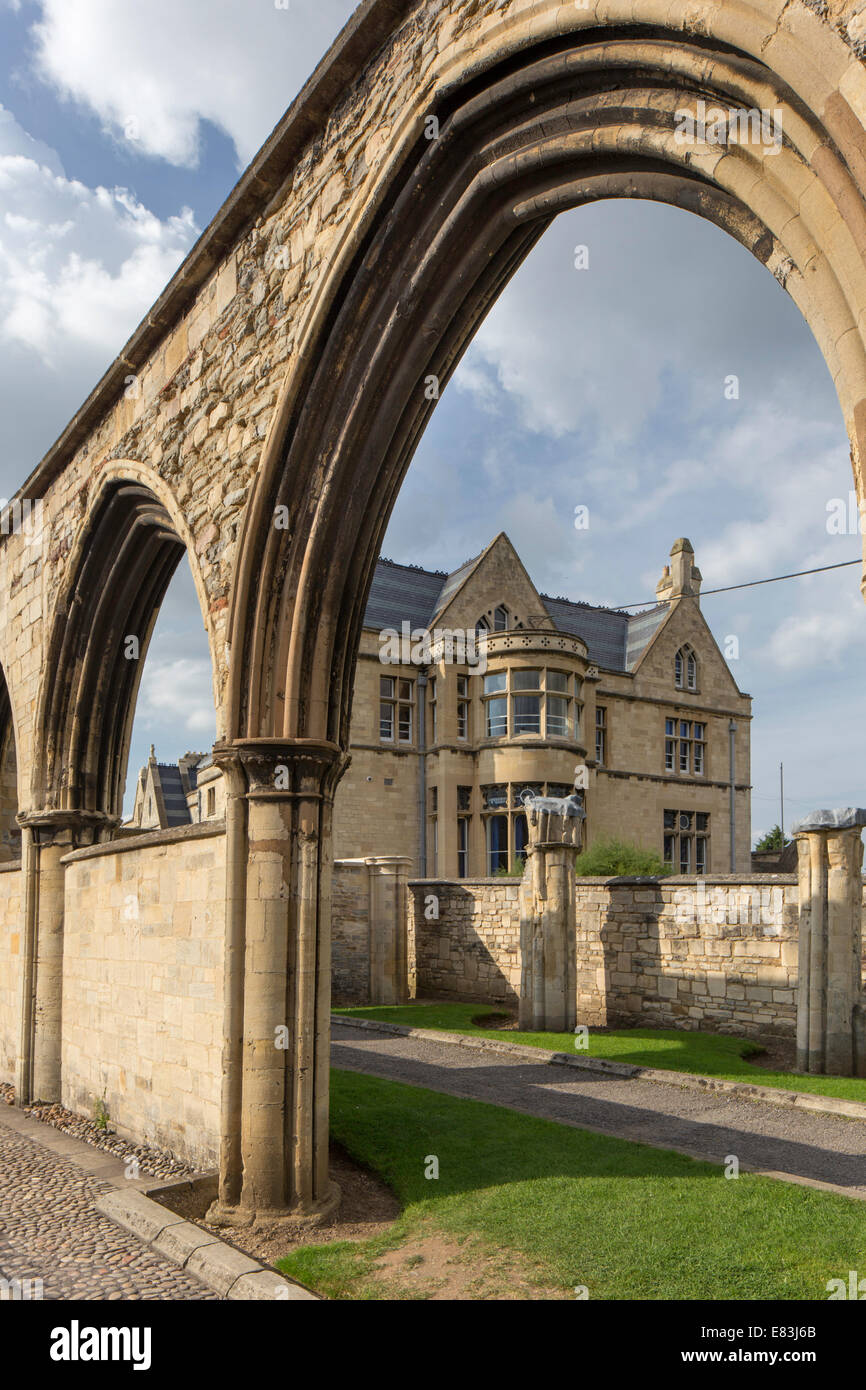 The remains of the 13th-century monastic infirmary hall at Gloucester Cathedral, Gloucester, Gloucestershire, England, UK Stock Photo