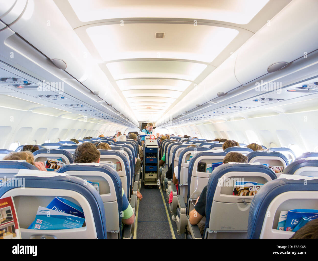 Inside Airbus passenger aeroplane Stock Photo