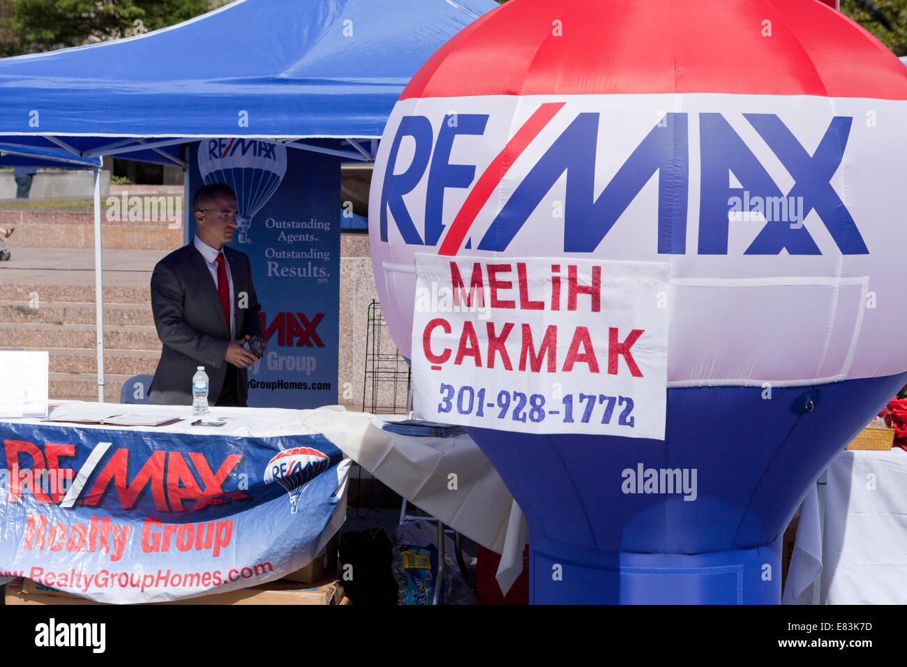 Remax real estate vendor tent at outdoor event Maryland USA Stock