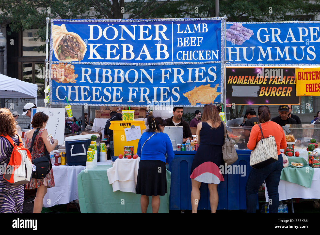 Doner kebab food stall at outdoor festival - USA Stock Photo