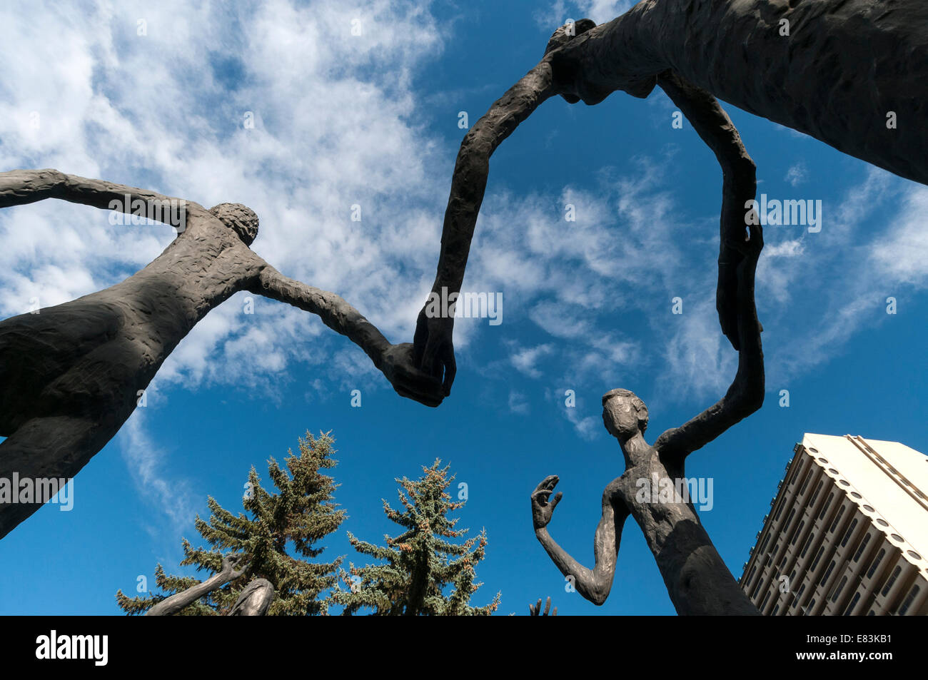 Elk203-6235 Canada, Alberta, Calgary, downtown, Family of Man sculptures, Mario Armengol Stock Photo
