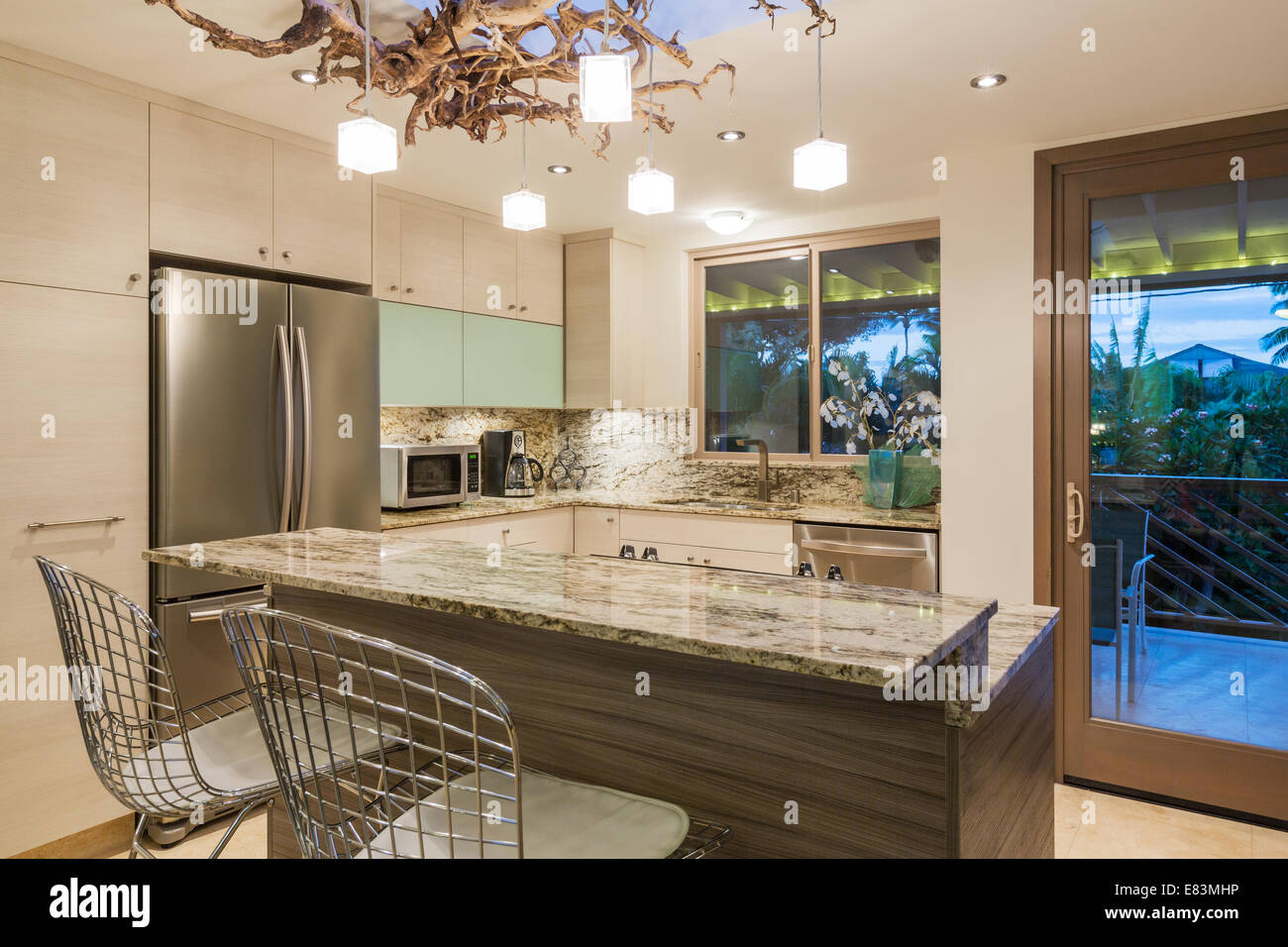 Kitchen in Contemporary Modern Home Stock Photo