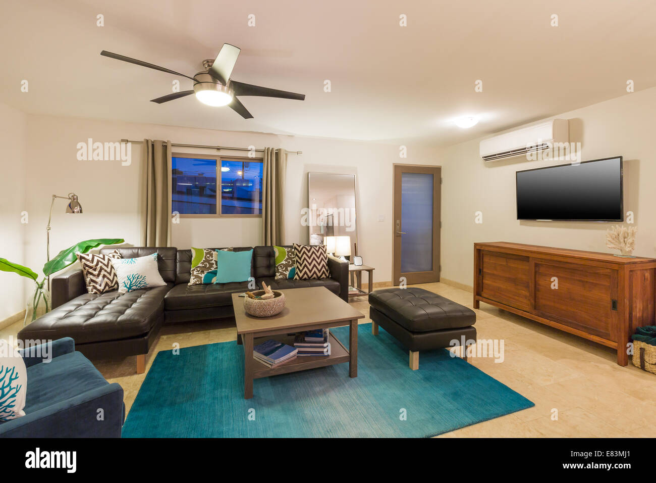 Living Room in Contemporary Modern Home, Interior Design Stock Photo ...