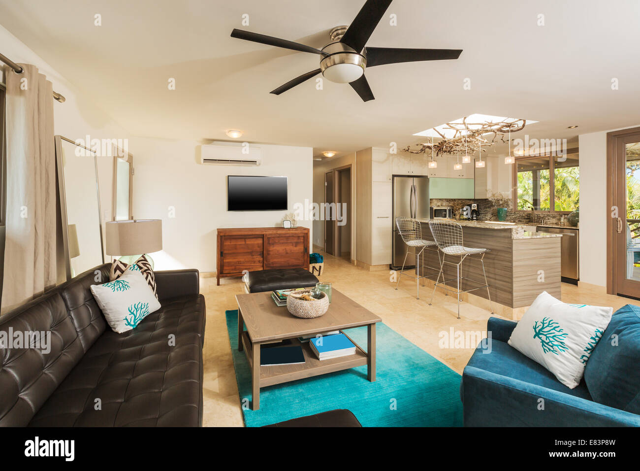 Living Room in Contemporary Modern Home, Interior Design Stock Photo ...