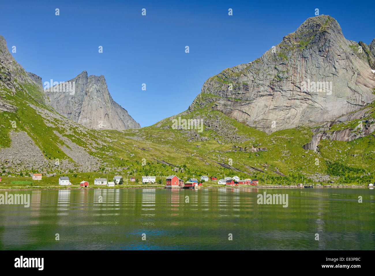 the granite peaks of the Lofoten Islands, Norway Stock Photo