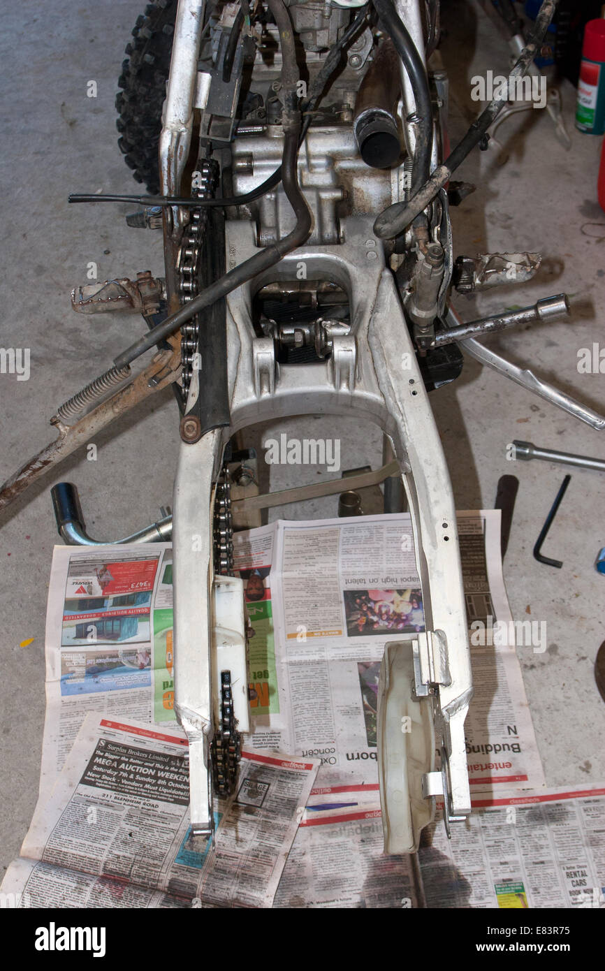 Motorcycle Maintenance swing arm Stock Photo Alamy