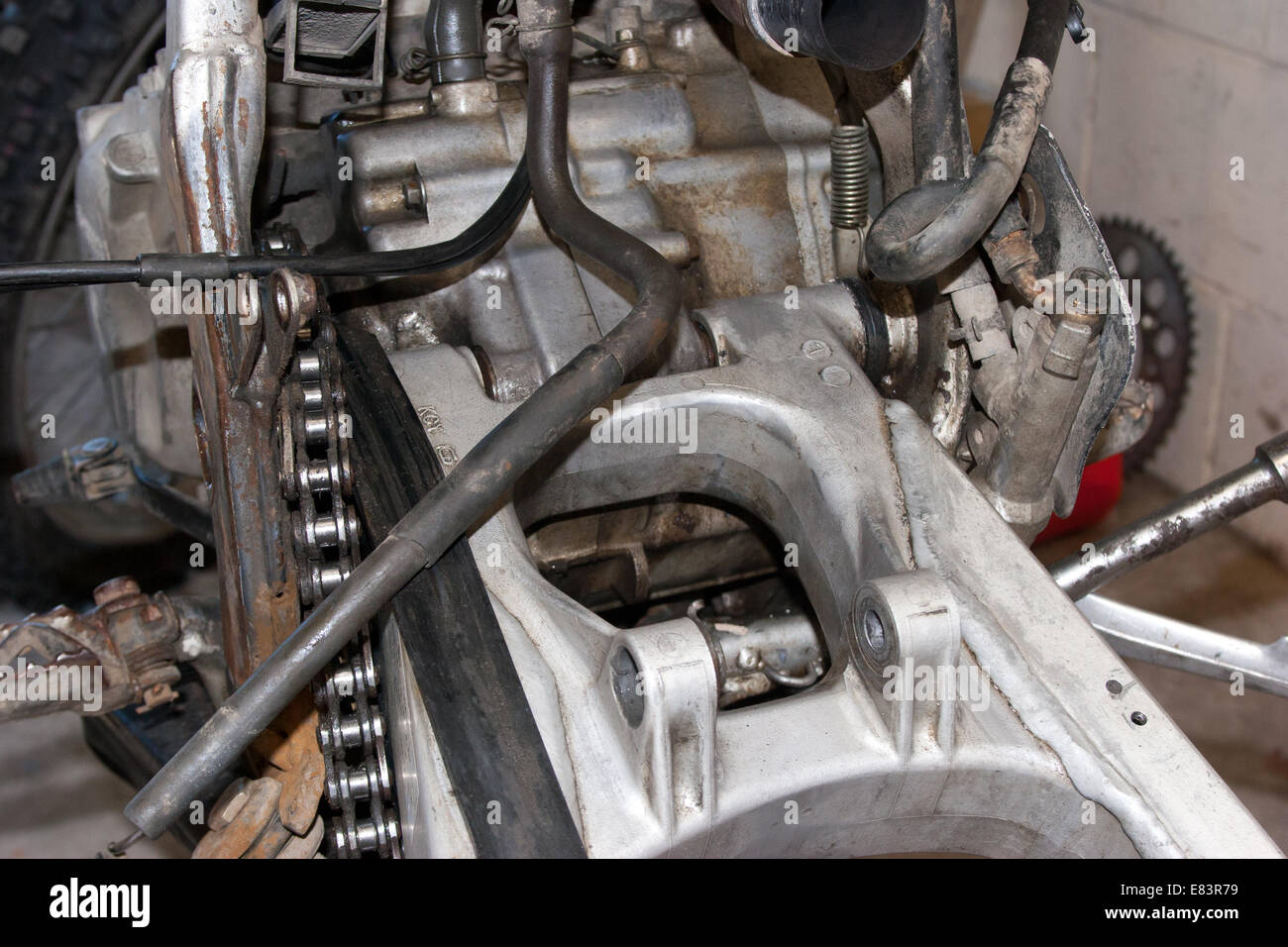 Motorcycle Maintenance swing arm Stock Photo Alamy