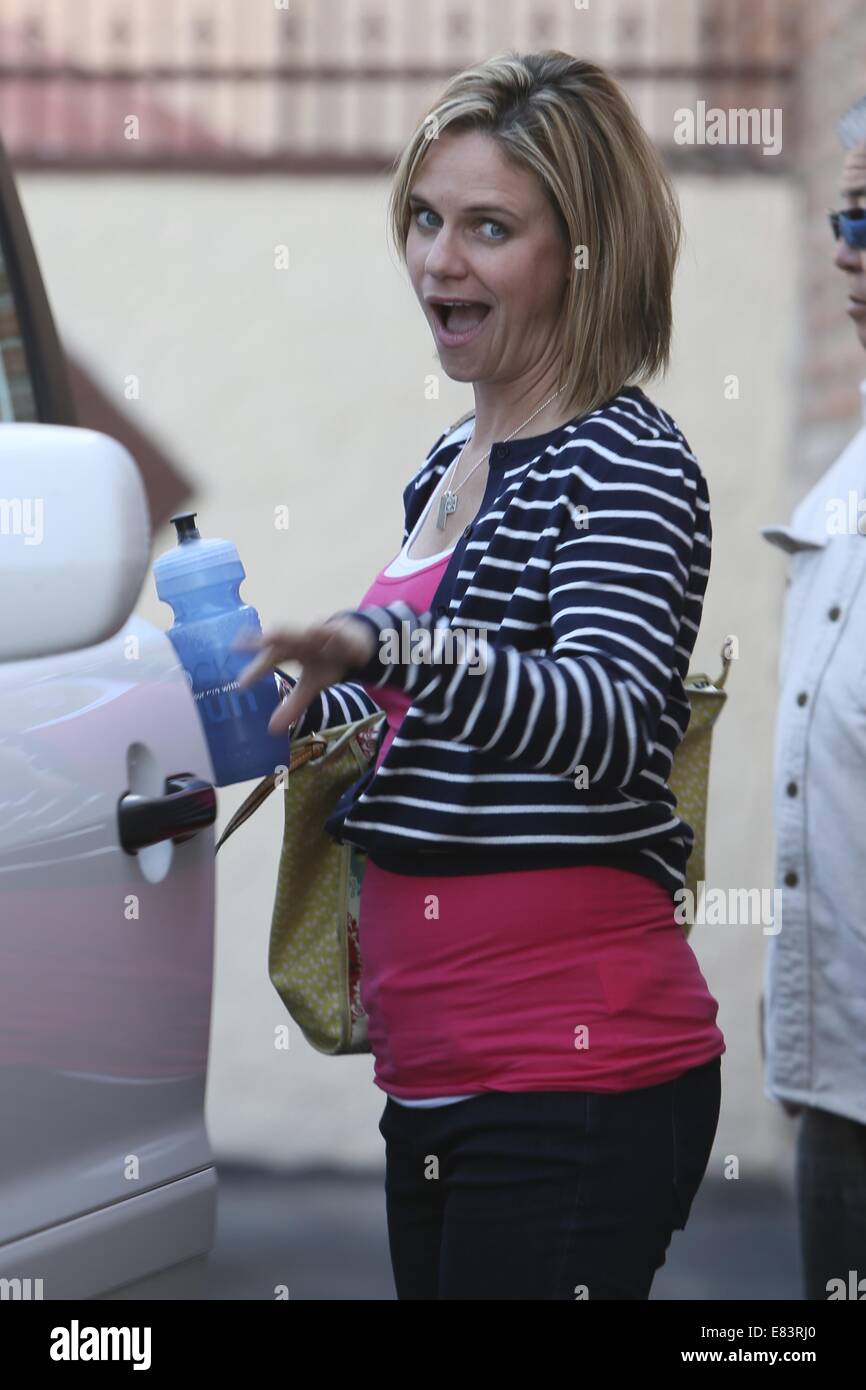 Andrea Barber seen visiting Candace Cameron Bure at dance practice for television show Dancing with the Stars.  Featuring: Andrea Barber Where: Los Angeles, California, United States When: 27 Mar 2014 Stock Photo
