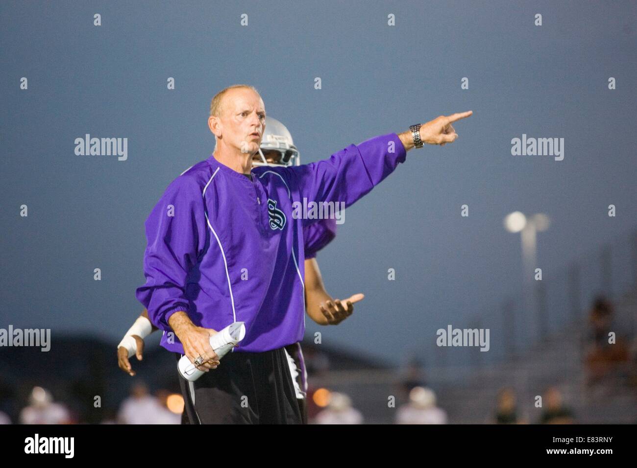 Sep. 29, 2014 - Riverview, FL, USA - TP 294583 FREE Spoto 9.Caption:(Friday 09/19/2008 Riverview) Spoto head coach Dale Caparaso questions a call during their matchup at Spoto High School.Summary: Lennard High School Vs. Spoto High School football at Spoto High School. (Credit Image: © St. Petersburg Times/ZUMA Wire) Stock Photo