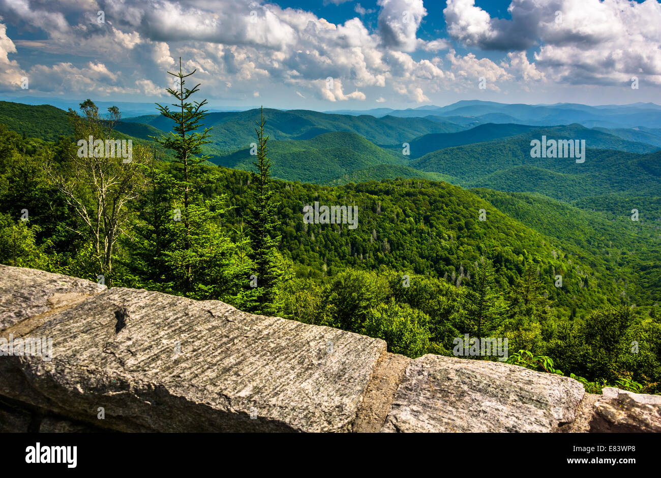 View of Appalachian Mountains from the Blue Ridge Parkway in North Carolina. Stock Photo