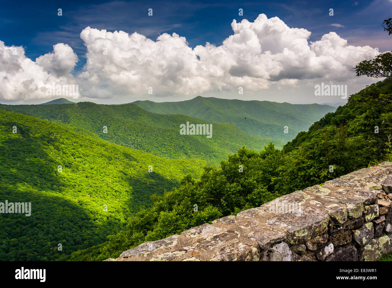 View of the Appalachian Mountains from the Blue Ridge Parkway, North Carolina. Stock Photo