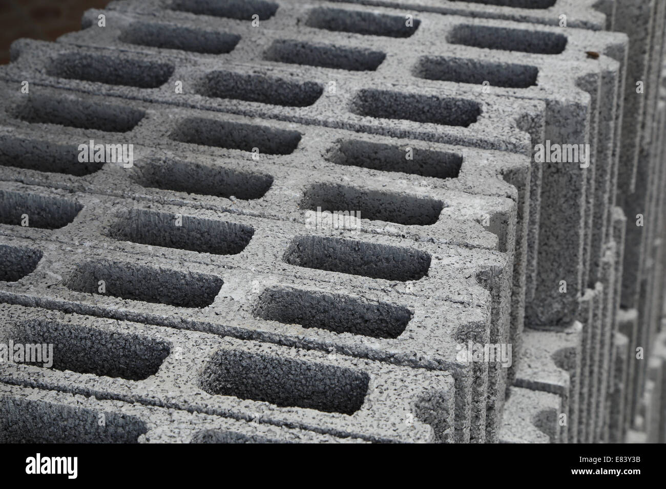 Concrete blocks used in construction hires stock photography and