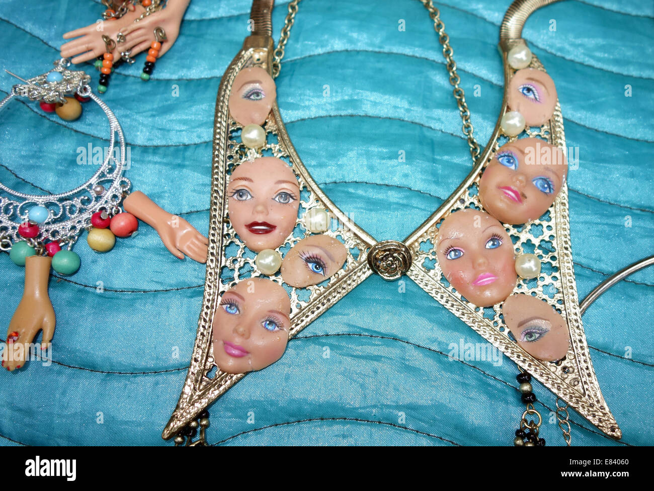 Jewelry using recycled Ken & Barbie doll parts by Anne-Sophie Cochevelou,  London Stock Photo - Alamy