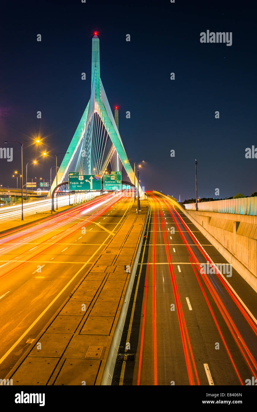 Zakim bridge at night hi-res stock photography and images - Alamy