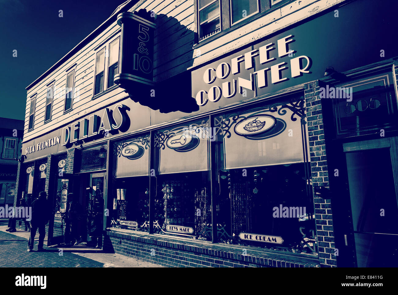 Vintage processed image of a coffee shop in Cape May, New Jersey Stock