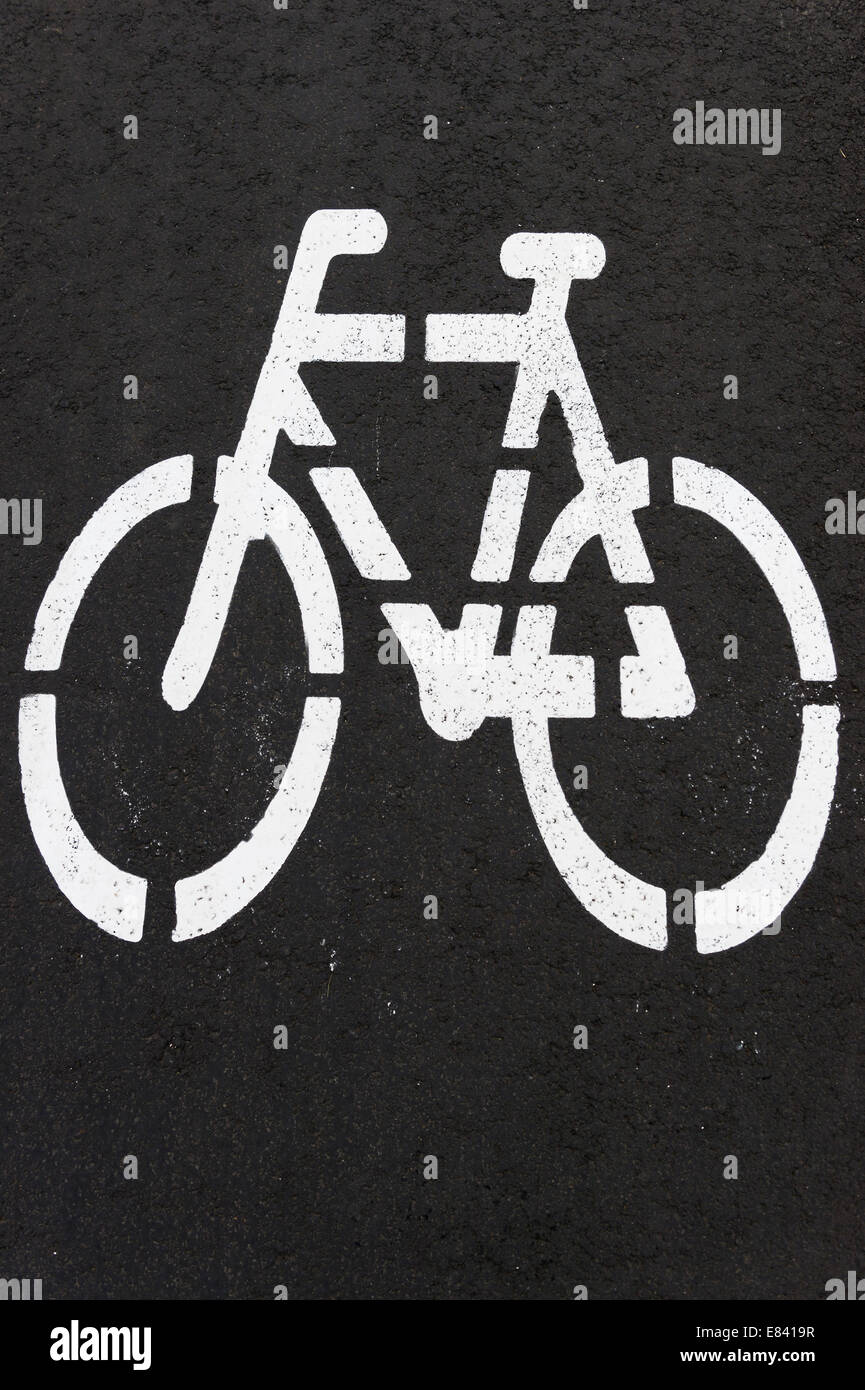 Bicycle path, pictogram, Reykjavík, Iceland Stock Photo